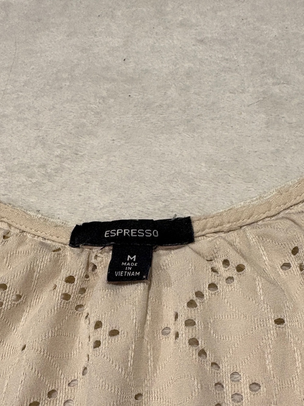 Espresso Cream Eyelet Button-Front Top - Picture 2 of 5